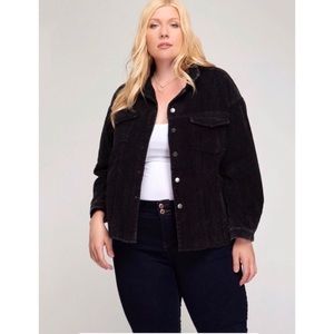 SHE & SKY | Women’s Plus Corduroy Black Mineral Wash Jacket 2XL